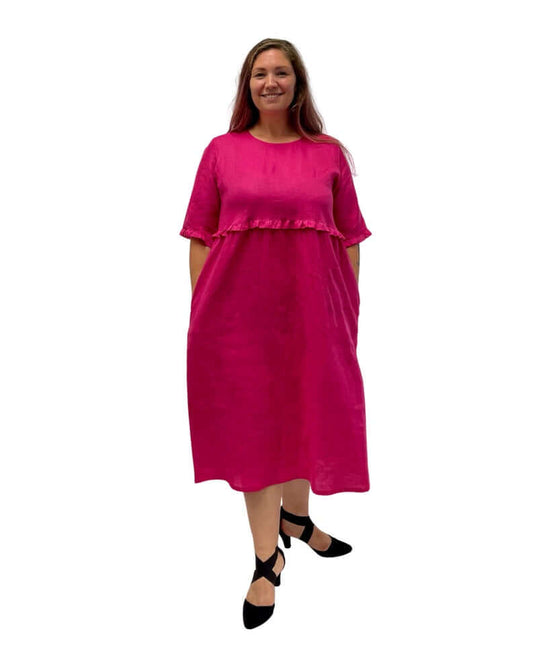FRILLING & ABLE DRESS - Hot Pink
