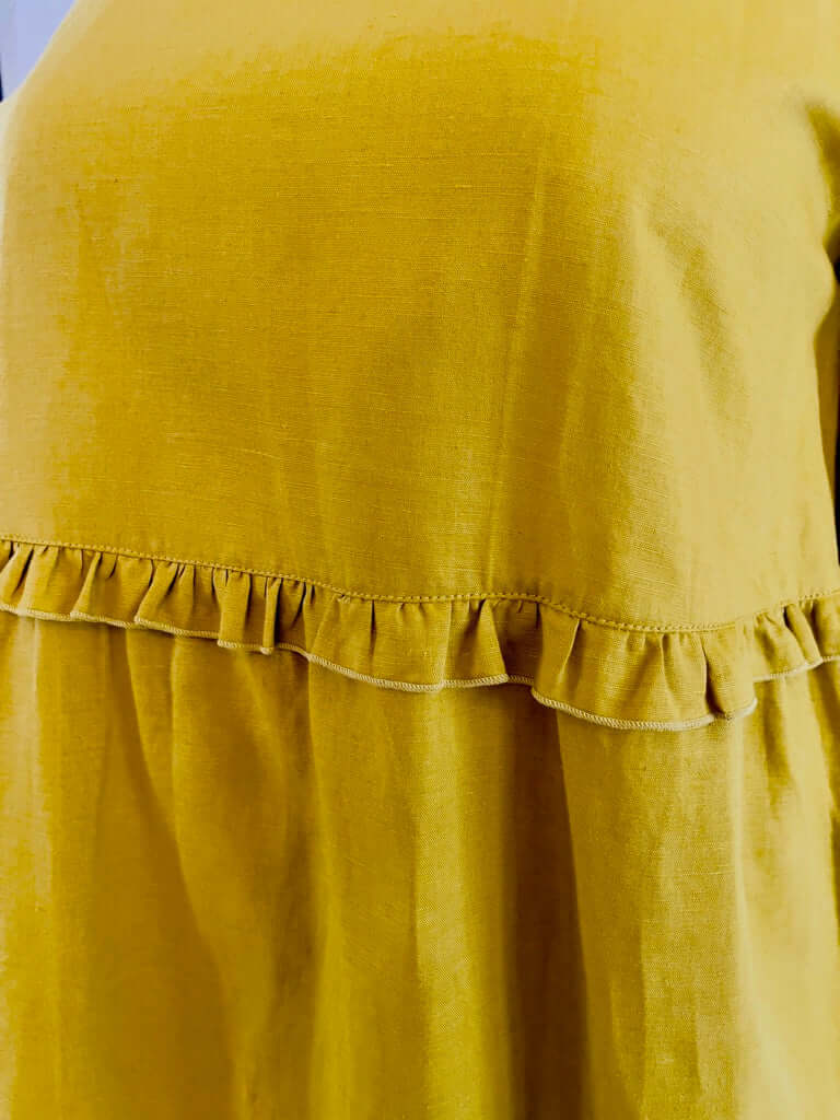 FRILLING & ABLE DRESS - Pear (Ochre)