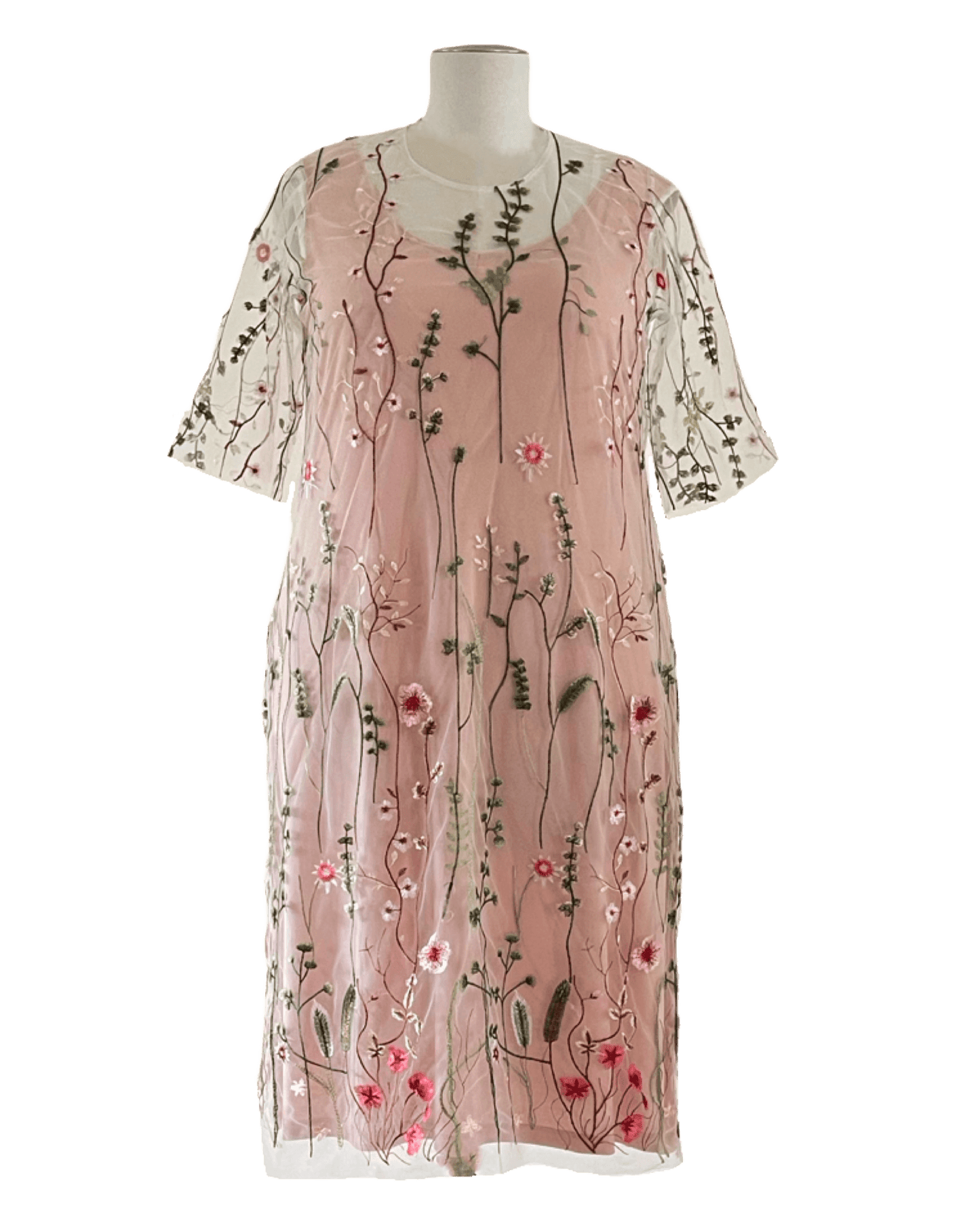 SIMPLE EMBROIDERED DRESS -Ivory
