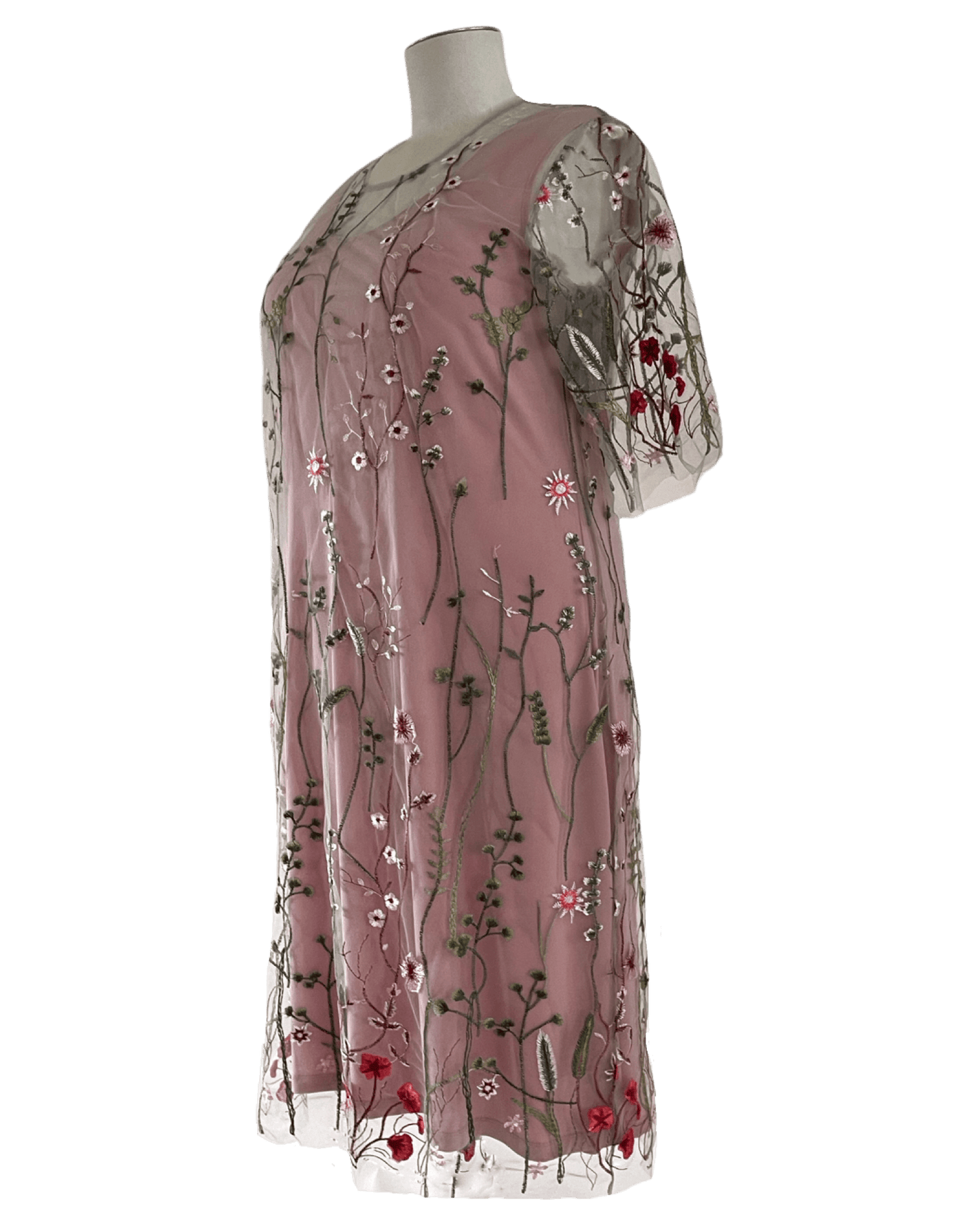 SIMPLE EMBROIDERED DRESS -Silver