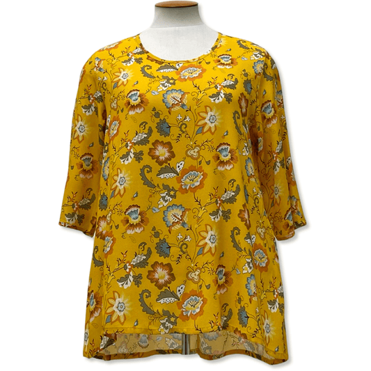 Bloom Clothing NZ,SUNSHINE ON A CLOUDY DAY TOP - Tuscany Multi Floral,$70.00,